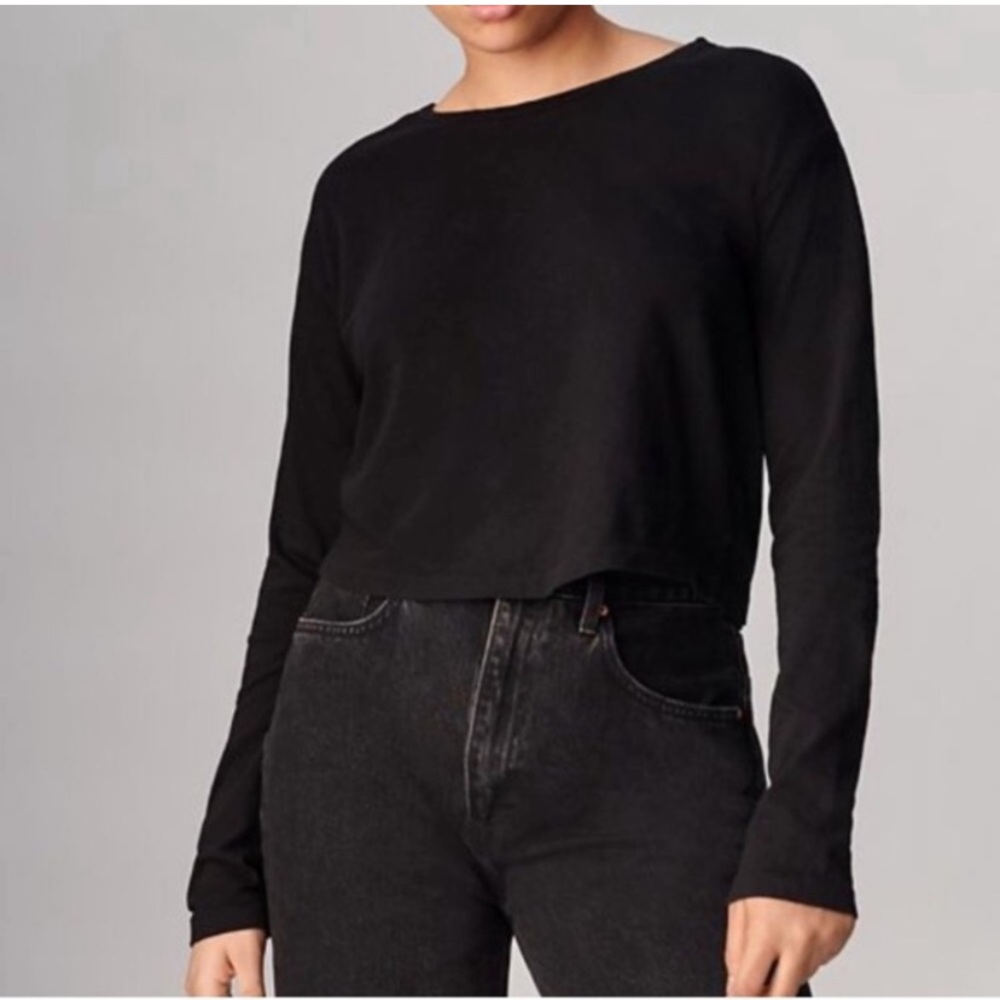 Aritzia Denim Forum Black Long Sleeve Top